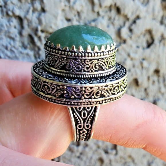 New Amazonite Antique Design 925 Silver Statement Ring. - Picture 6 of 13